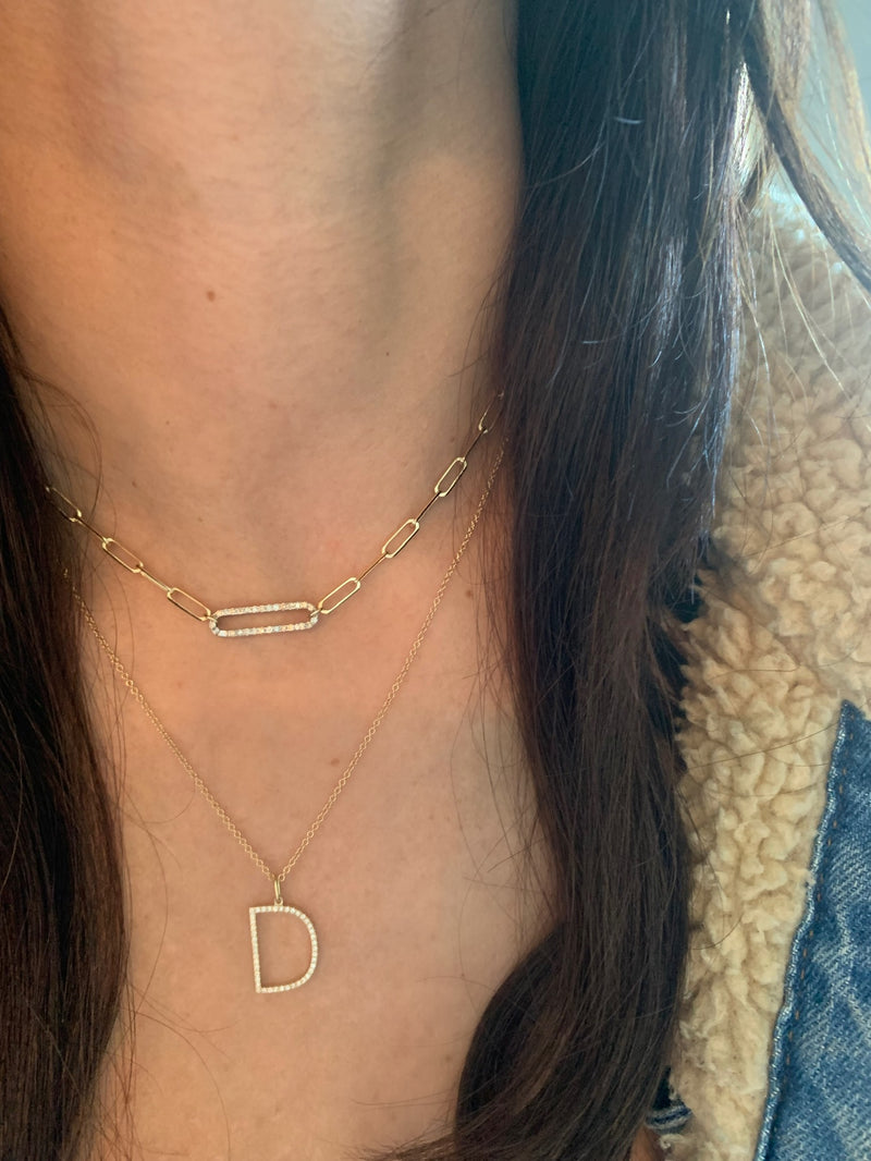 Oversized Diamond Initial Charm/Necklace