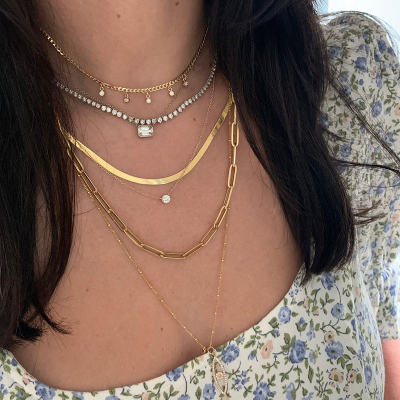 Diamond Dangle Cuban Chain Necklace