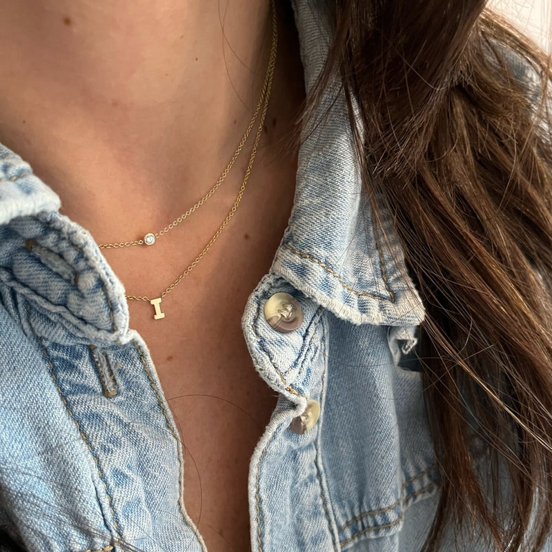 The Layered Initial Solitaire Necklace