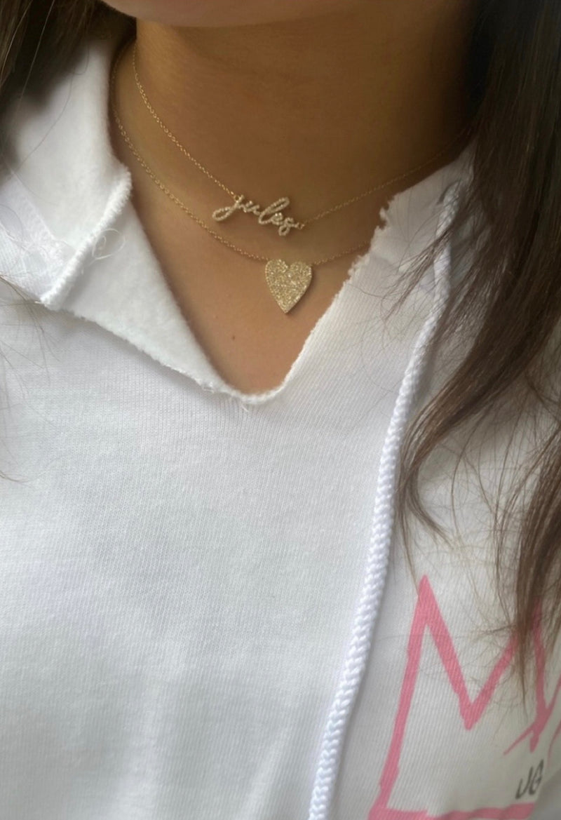 Pave Diamond Heart Necklace