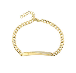 Gold Pave ID bar bracelet