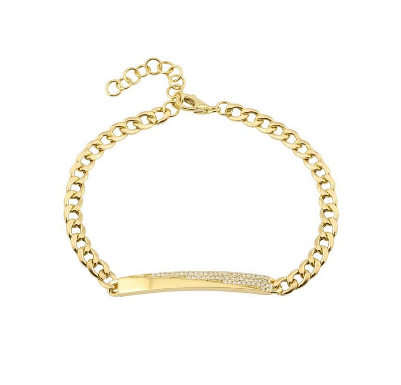 Gold Pave ID bar bracelet