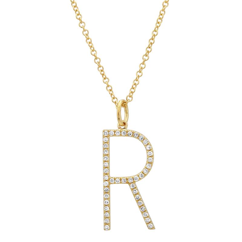 Oversized Diamond Initial Charm/Necklace