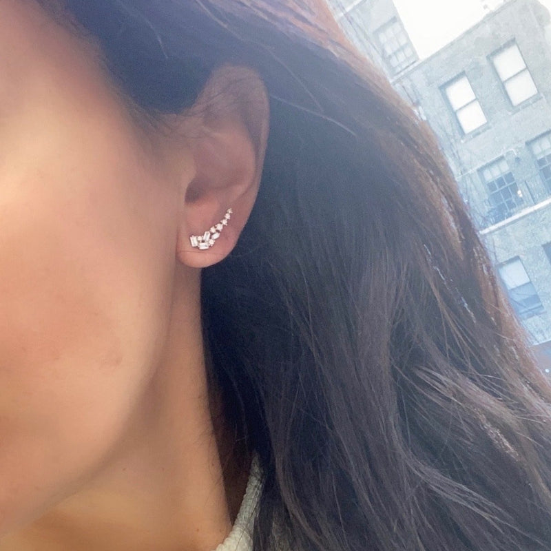 Mixed Shape Diamond Ear Climbers