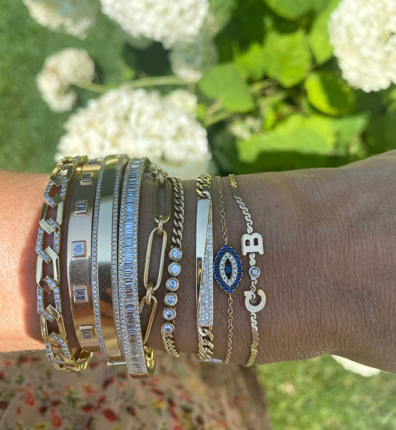 Gold Pave ID bar bracelet