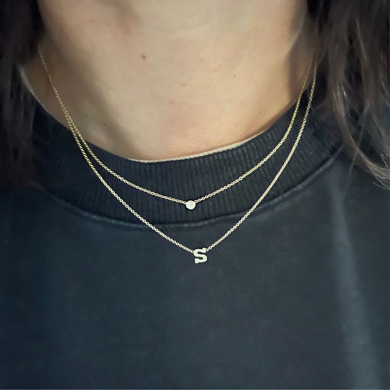 The Layered Initial Solitaire Necklace
