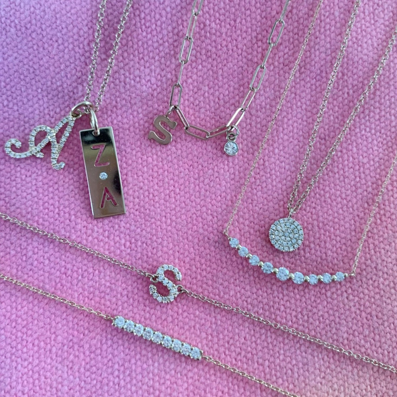 Pave Diamond Disc Charm Necklace