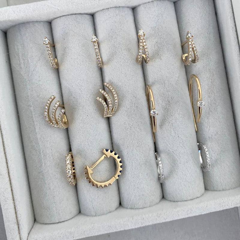 Diamond Fan Huggie Earring