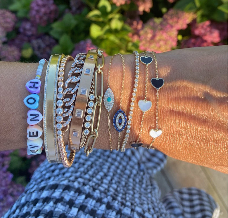 Onyx & Mother of Pearl Heart Bracelet