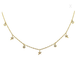 Diamond Stars Dangle Necklace