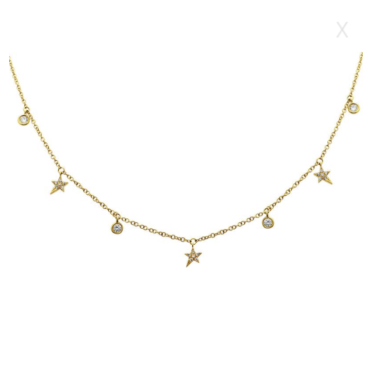 Diamond Stars Dangle Necklace
