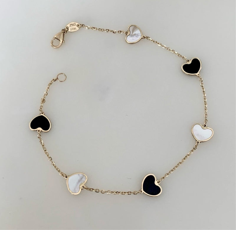 Onyx & Mother of Pearl Heart Bracelet