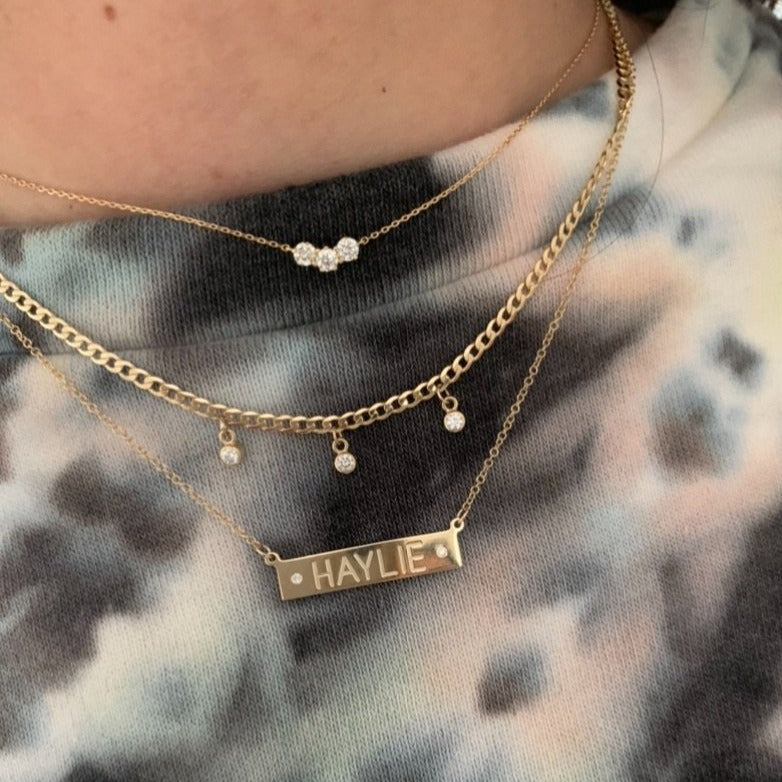 Diamond Dangle Cuban Chain Necklace