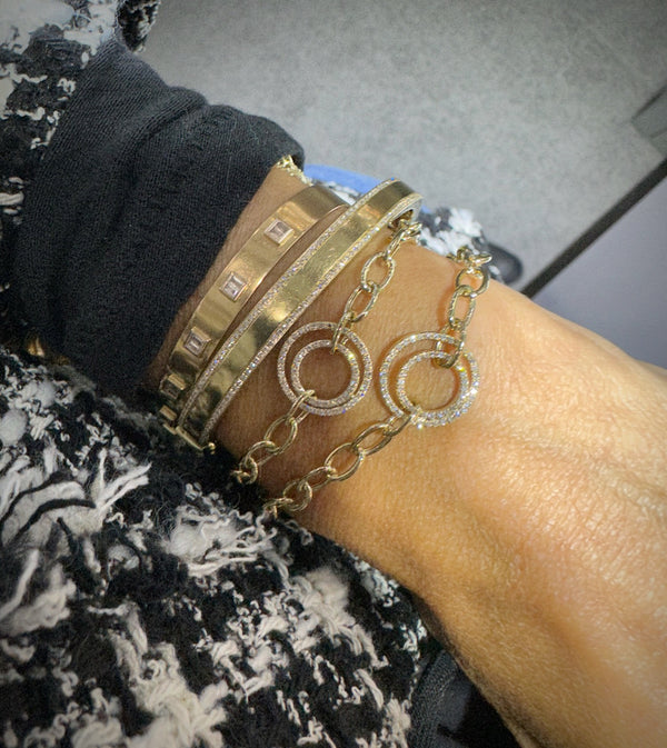 Double Diamond Circle Chain Link Bracelet