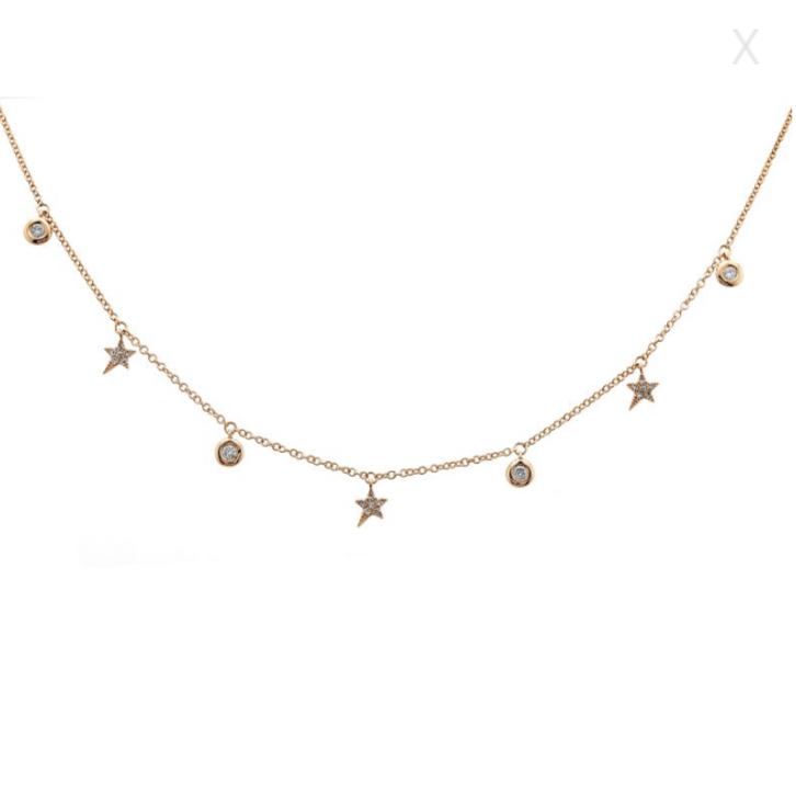 Diamond Stars Dangle Necklace