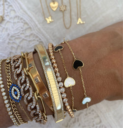Onyx & Mother of Pearl Heart Bracelet