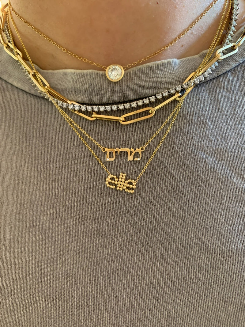 14K Gold Personalized Hebrew Nameplate Necklace