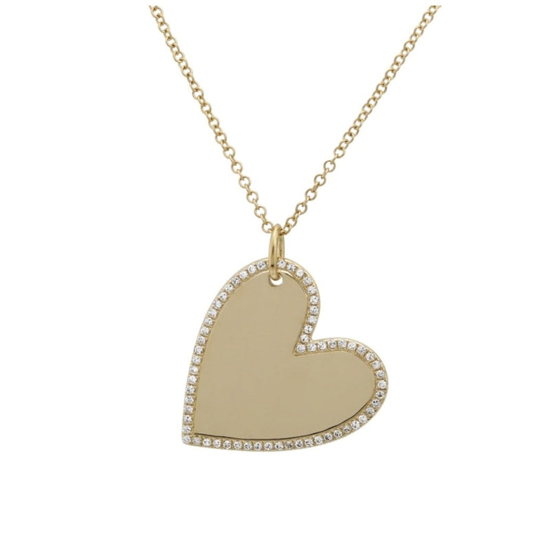 Diamond Edge Heart Charm Necklace