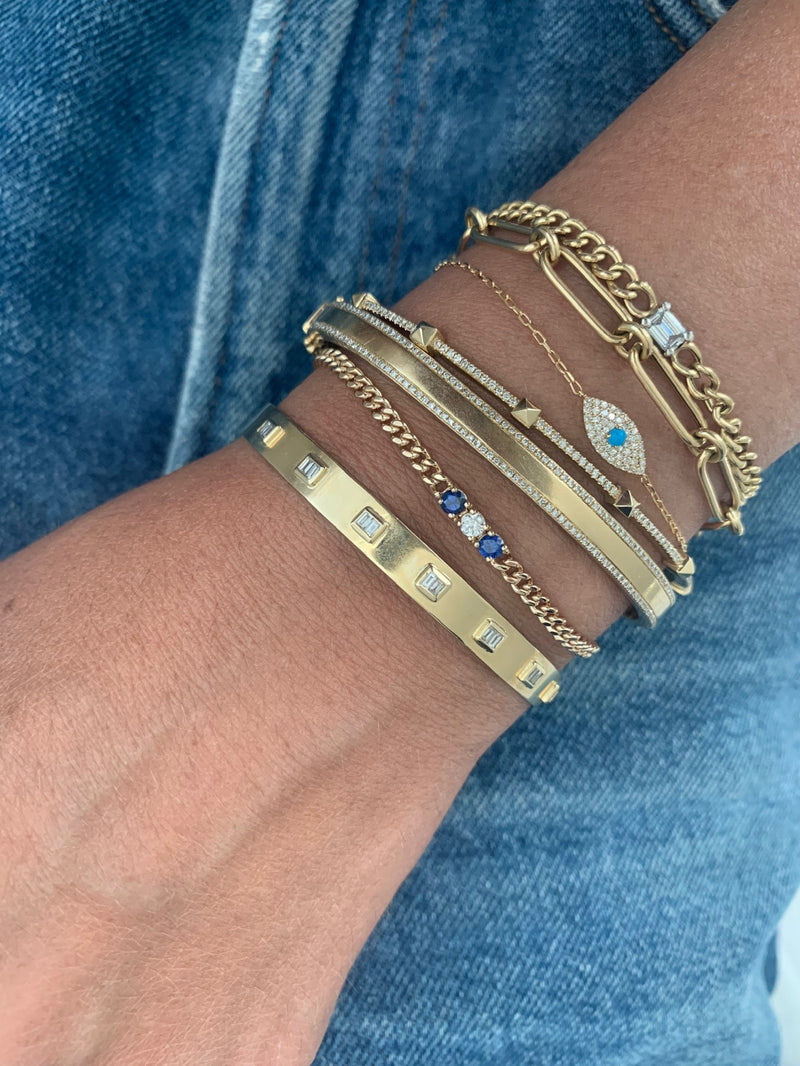 Sapphire and Diamond Cuban Chain Bracelet