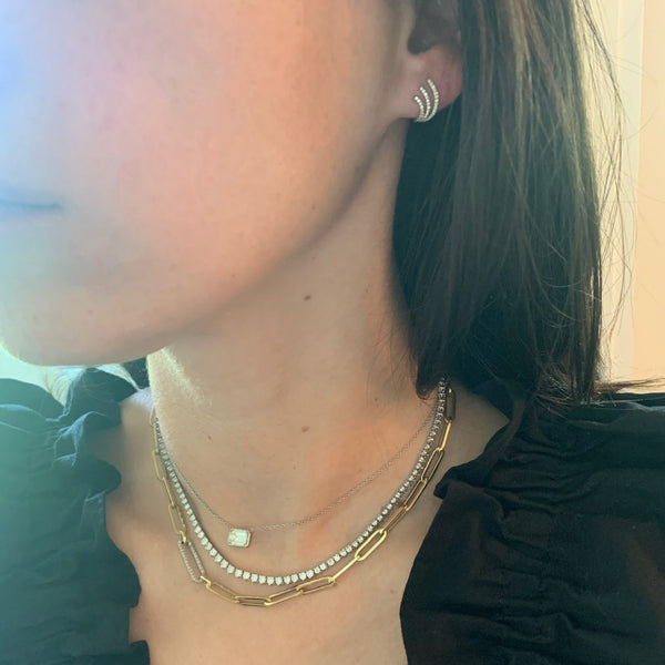Diamond Fan Huggie Earring