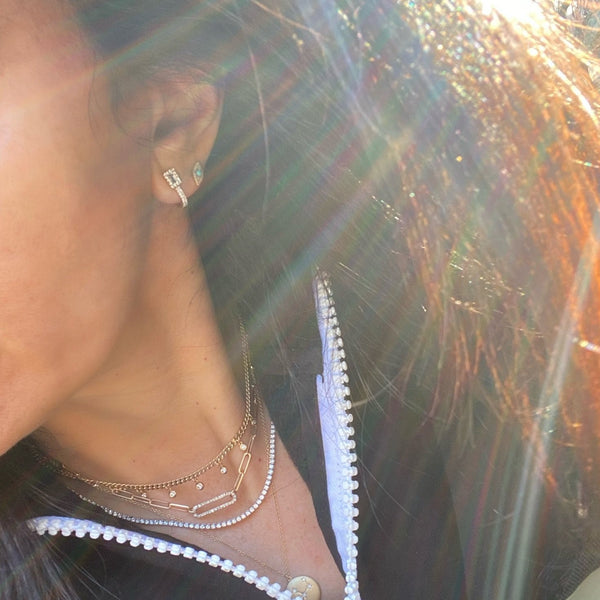 Diamond Baguette Lobe Hoop