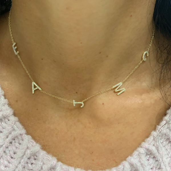 Asymmetrical Midi Diamond Initial Necklace
