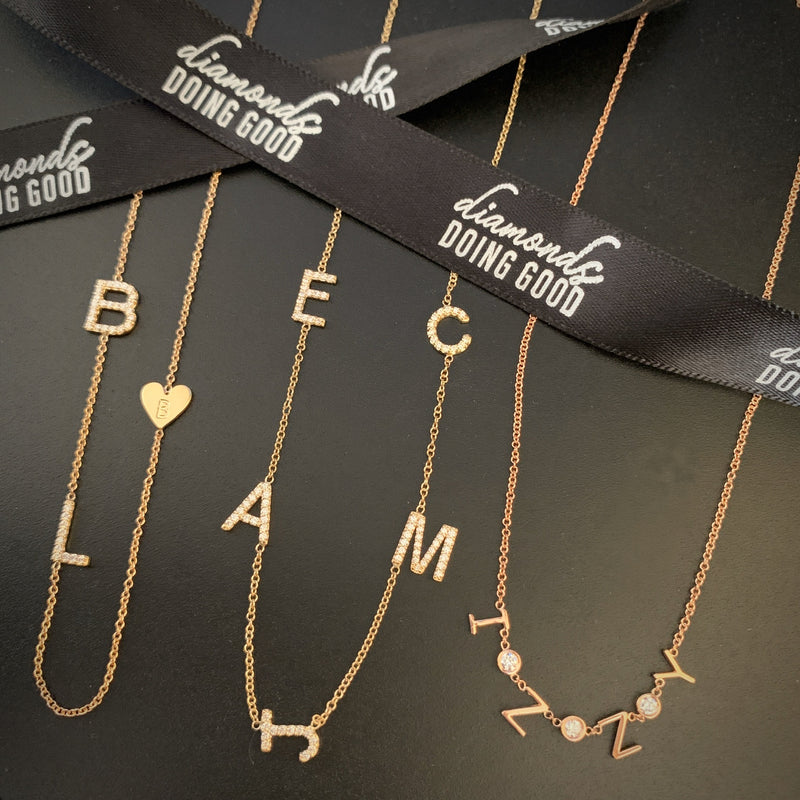 Asymmetrical Midi Diamond Initial Necklace