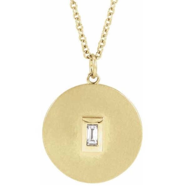 The Nikki Baguette Disc Charm Necklace