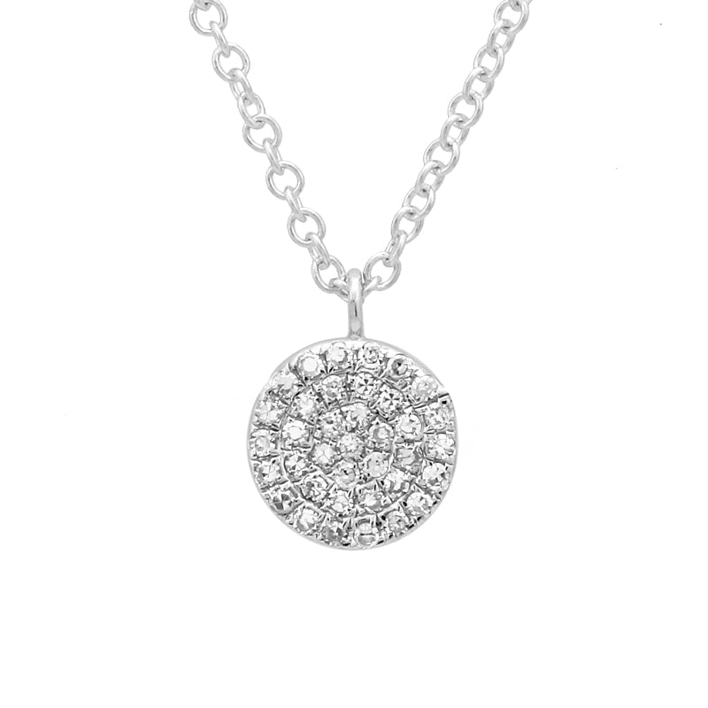Pave Diamond Disc Charm Necklace