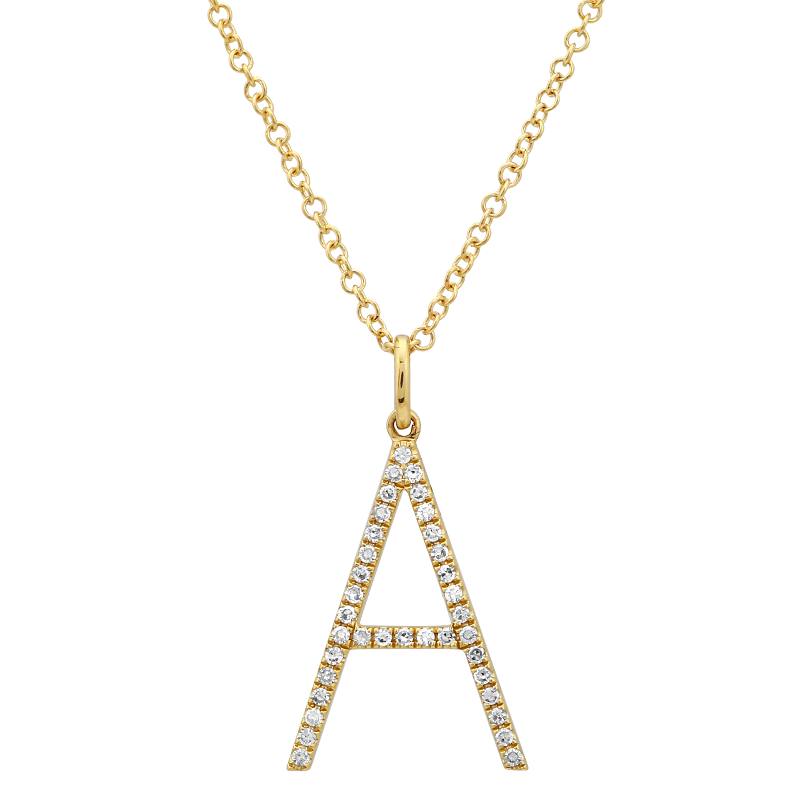 Oversized Diamond Initial Charm/Necklace