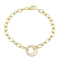 Double Diamond Circle Chain Link Bracelet