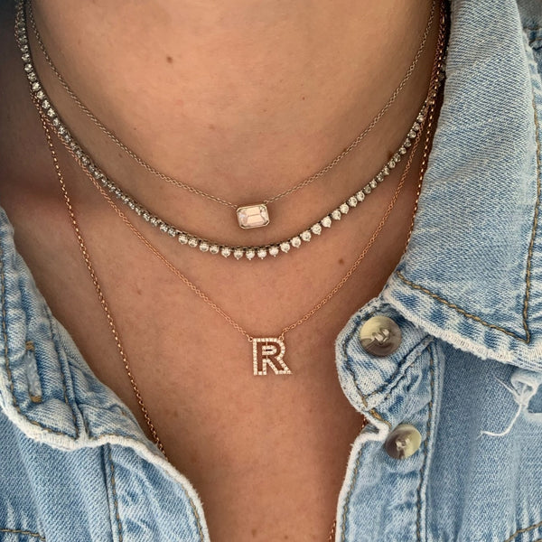 The Double Up Diamond Initial Charm/Necklace