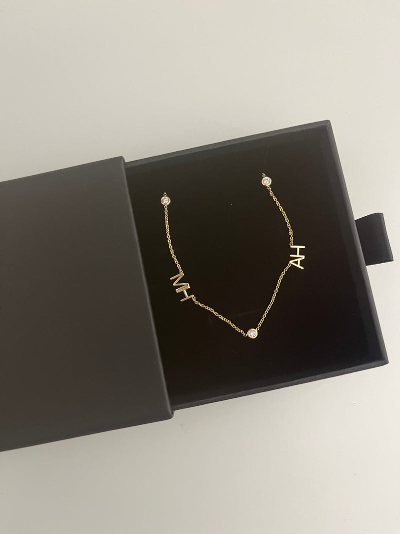 Double Monogram Diamond Spacer Necklace