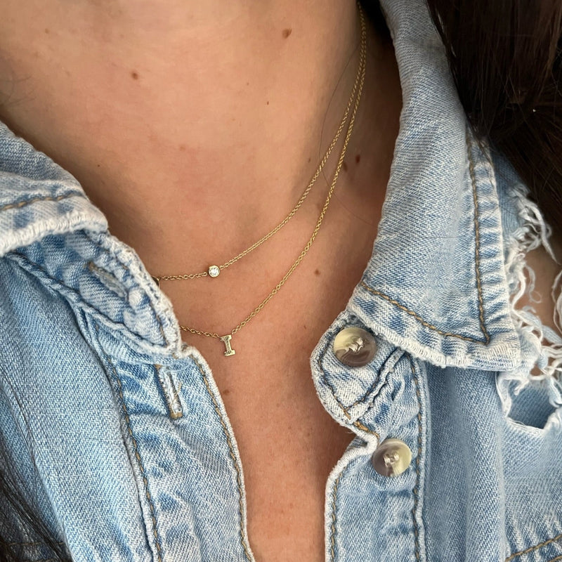 The Layered Initial Solitaire Necklace
