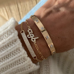 Diamond Monogram on Chain Link Bracelet