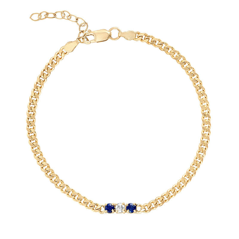Sapphire and Diamond Cuban Chain Bracelet