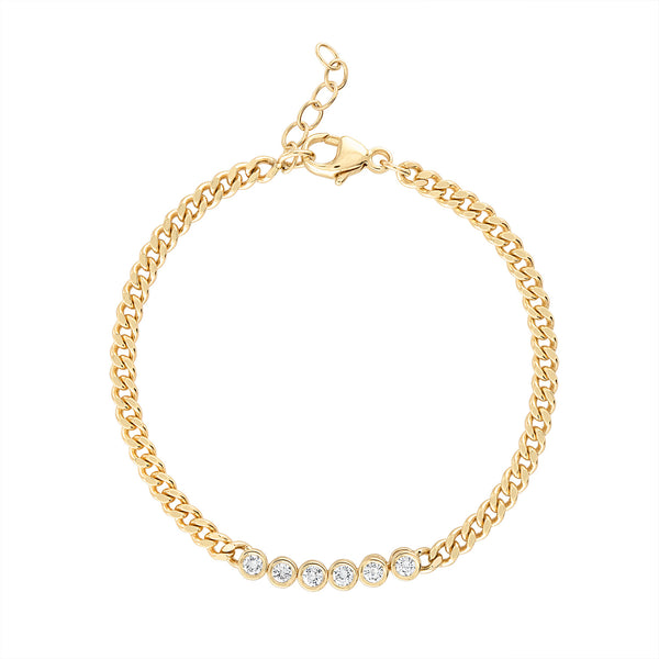Diamond Bezel Cuban Chain Bracelet