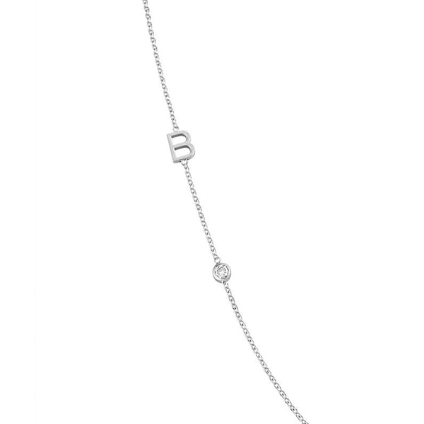 Asymmetrical Initial and Bezel Diamond Necklace