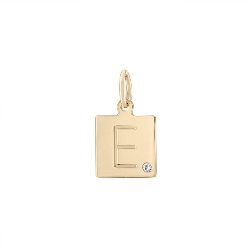 Scrabble Tile Initial Charm with Diamond