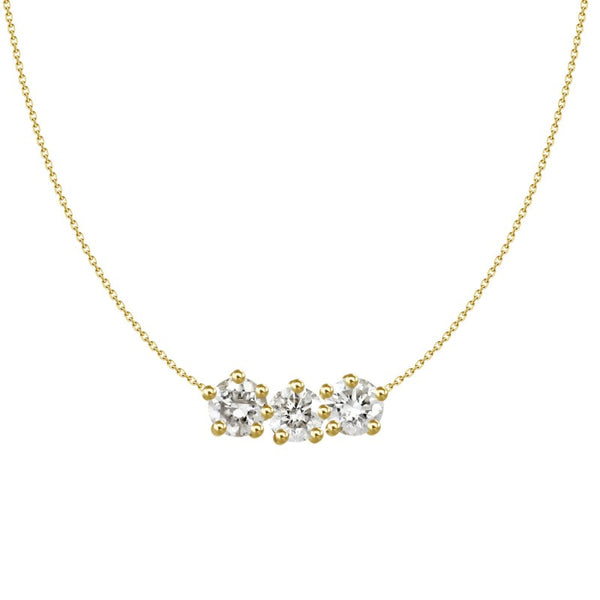 3 Stone Diamond Cluster Necklace